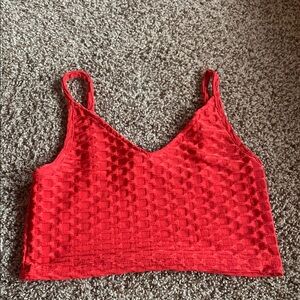 Red Textured Crop Top